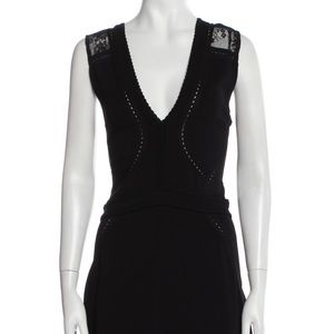 Elie Saab Black Embroidered Sleeveless Cocktail Dress $2795 NWT
